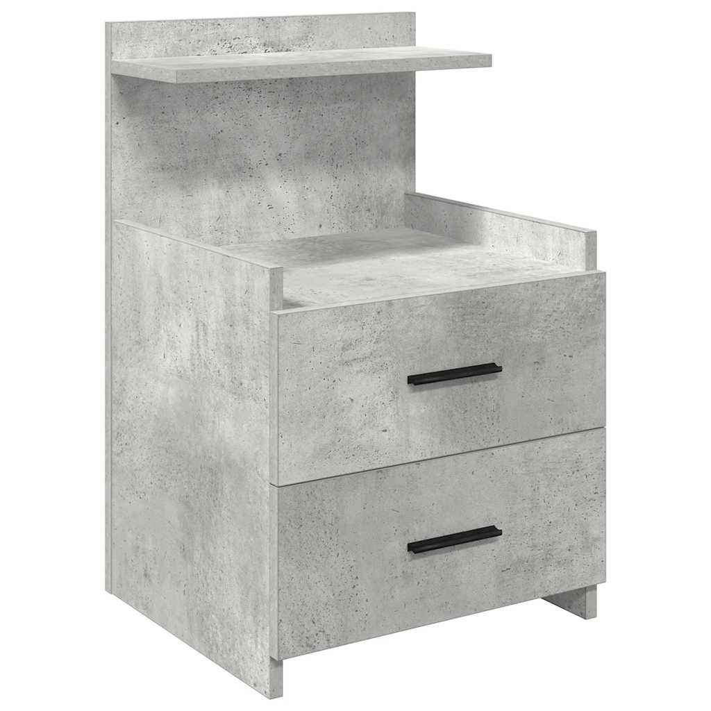 Nachtkastjes 2 st met 2 lades betongrijs 40x36,5x62 cm