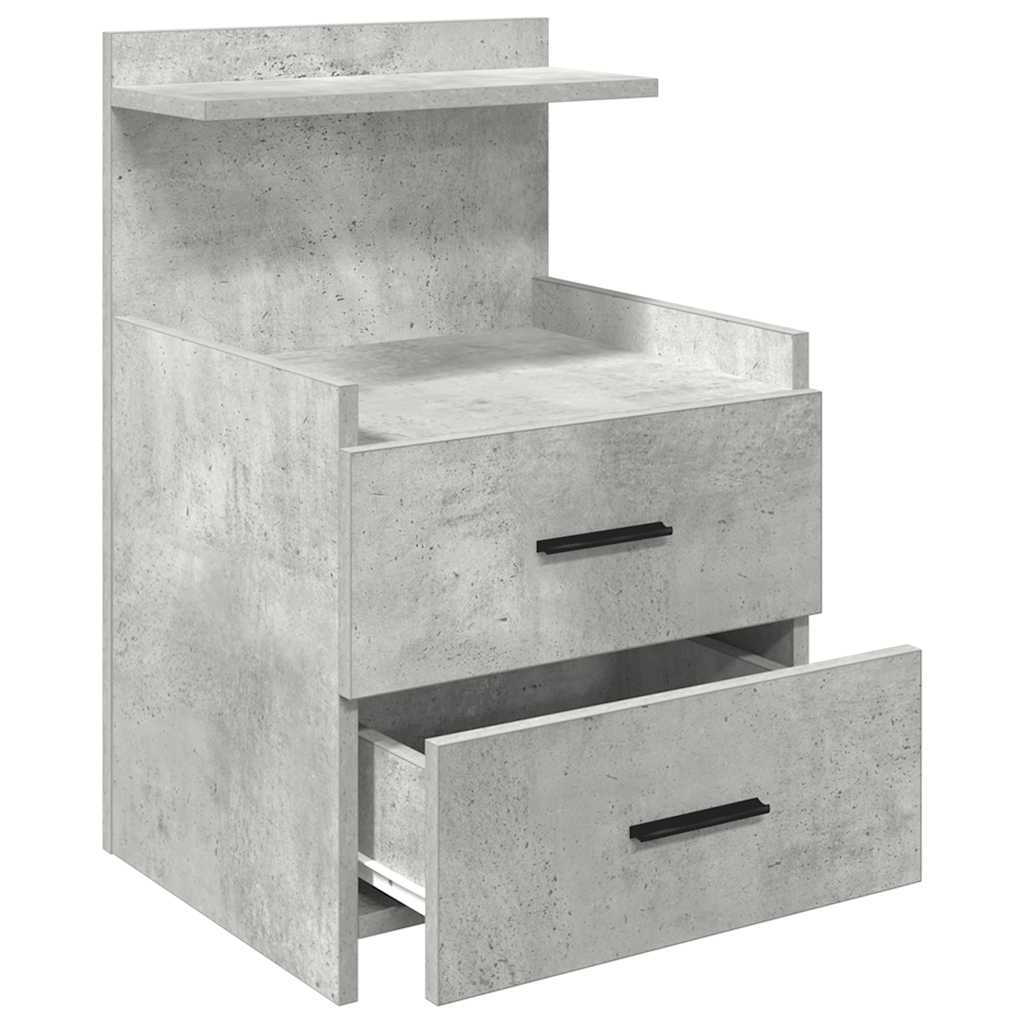 Nachtkastjes 2 st met 2 lades betongrijs 40x36,5x62 cm