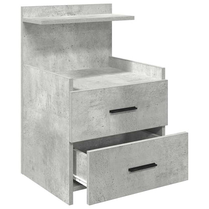 Nachtkastjes 2 st met 2 lades betongrijs 40x36,5x62 cm