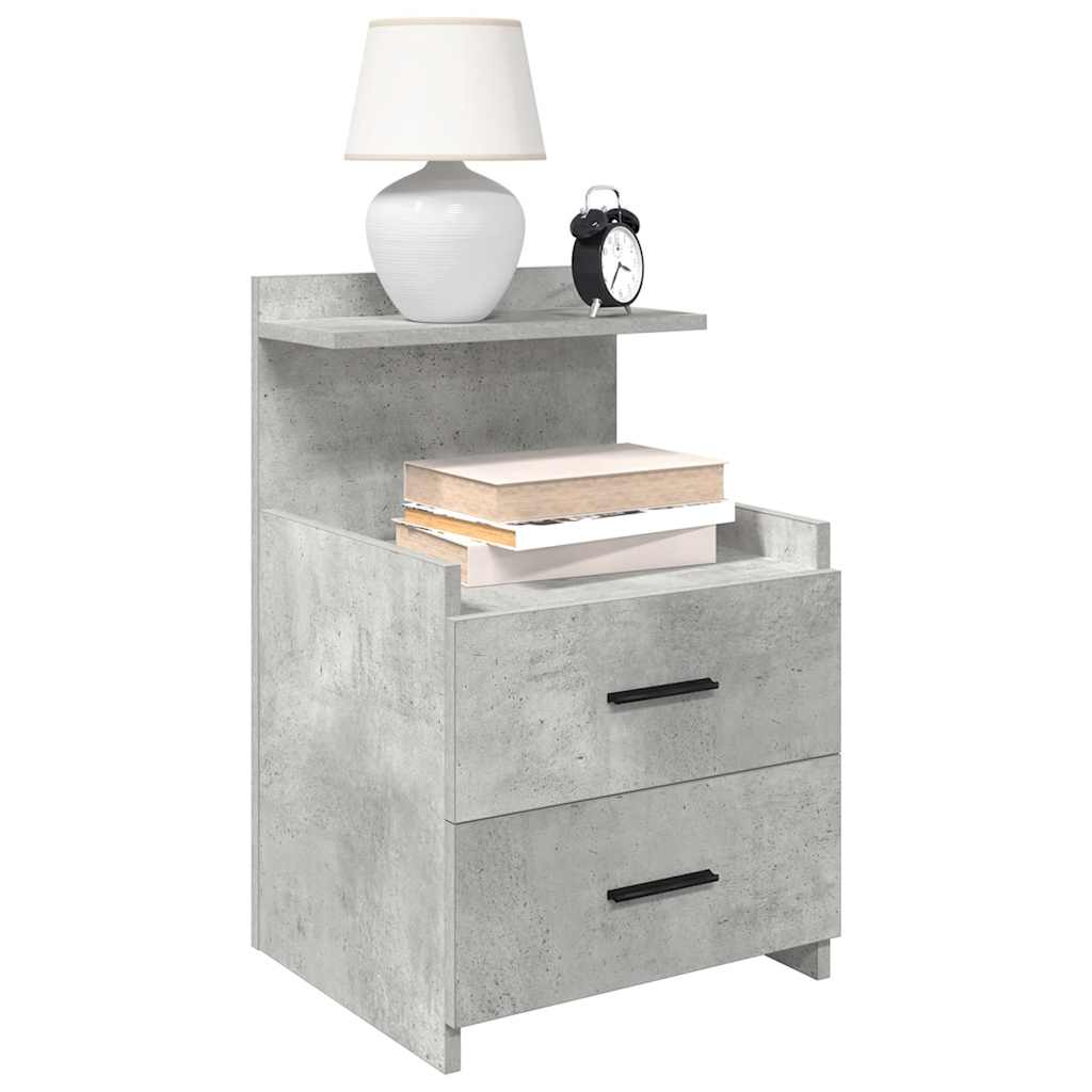 Nachtkastjes 2 st met 2 lades betongrijs 40x36,5x62 cm
