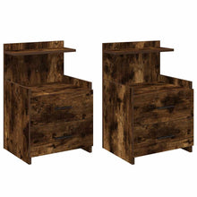 Nachtkastjes 2 st met 2 lades gerookt eikenkleurig 40x36,5x62 cm
