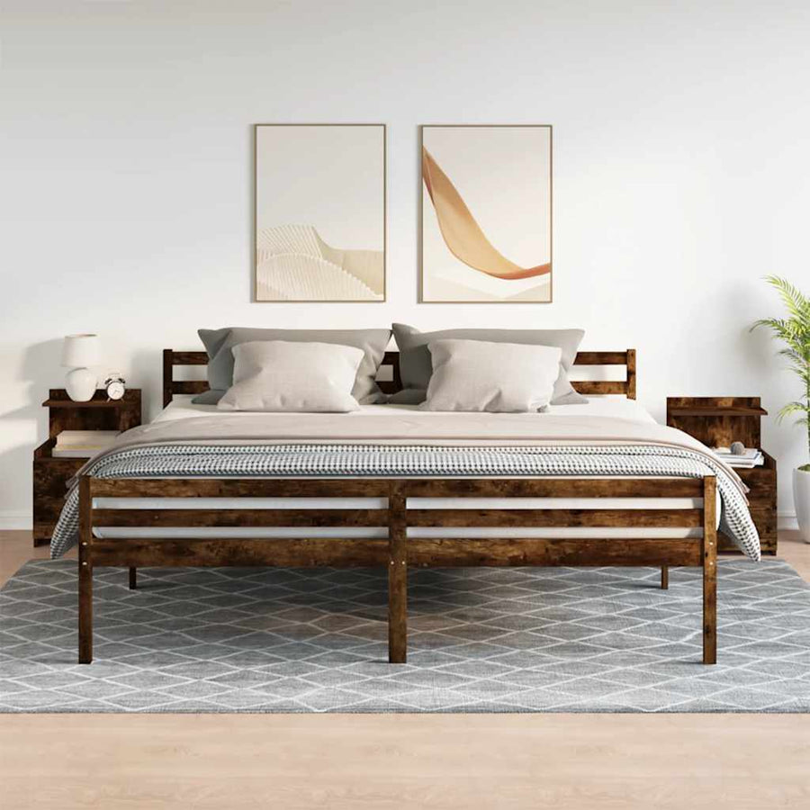 Nachtkastjes 2 st met 2 lades gerookt eikenkleurig 40x36,5x62 cm