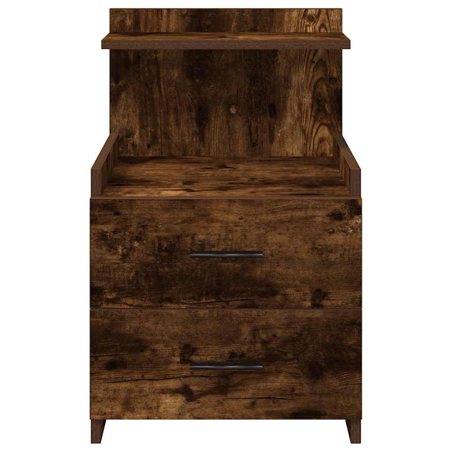 Nachtkastjes 2 st met 2 lades gerookt eikenkleurig 40x36,5x62 cm