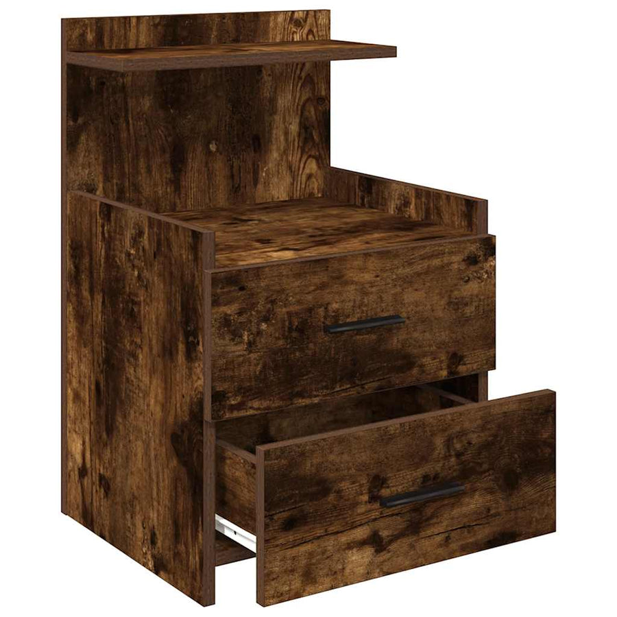 Nachtkastjes 2 st met 2 lades gerookt eikenkleurig 40x36,5x62 cm