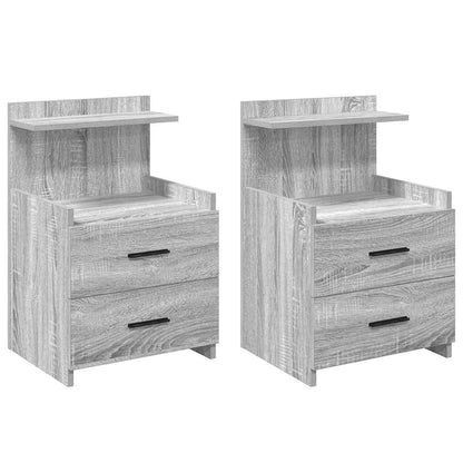 Nachtkastjes 2 st met 2 lades grijs sonoma eiken 40x36,5x62 cm
