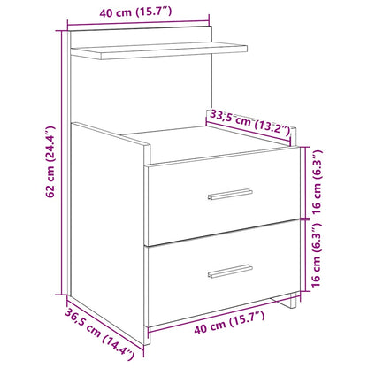 Nachtkastjes 2 st met 2 lades grijs sonoma eiken 40x36,5x62 cm