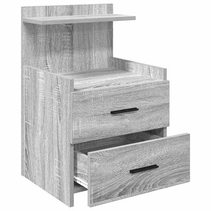 Nachtkastjes 2 st met 2 lades grijs sonoma eiken 40x36,5x62 cm