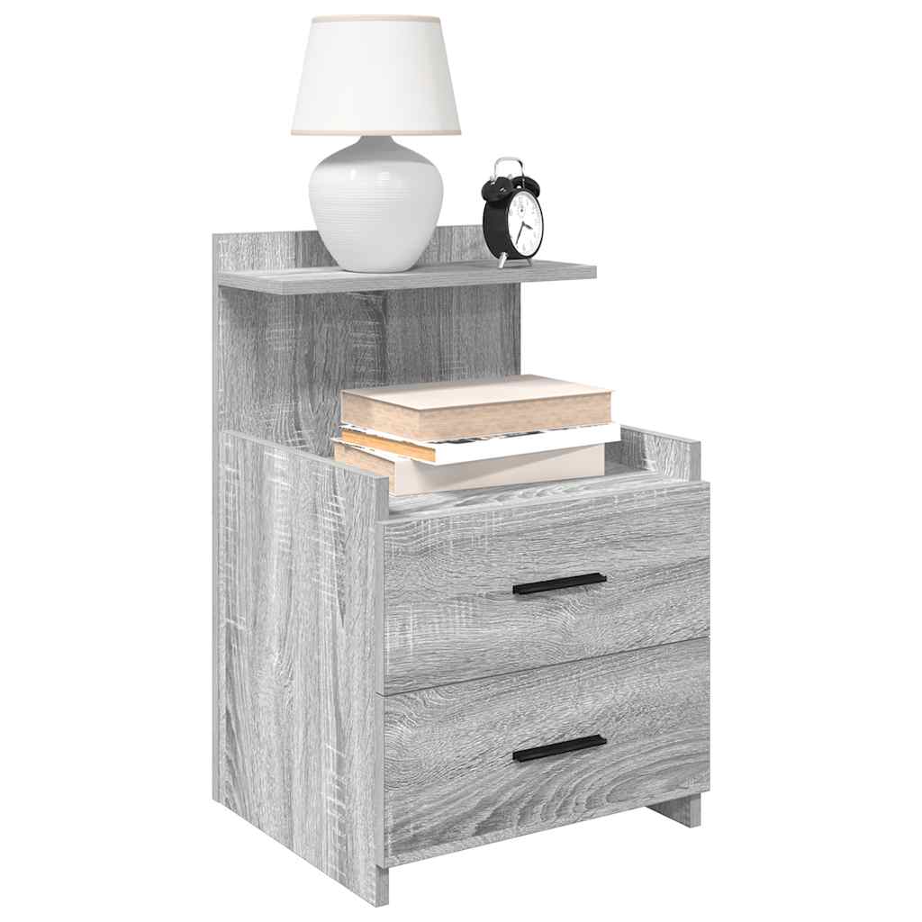 Nachtkastjes 2 st met 2 lades grijs sonoma eiken 40x36,5x62 cm