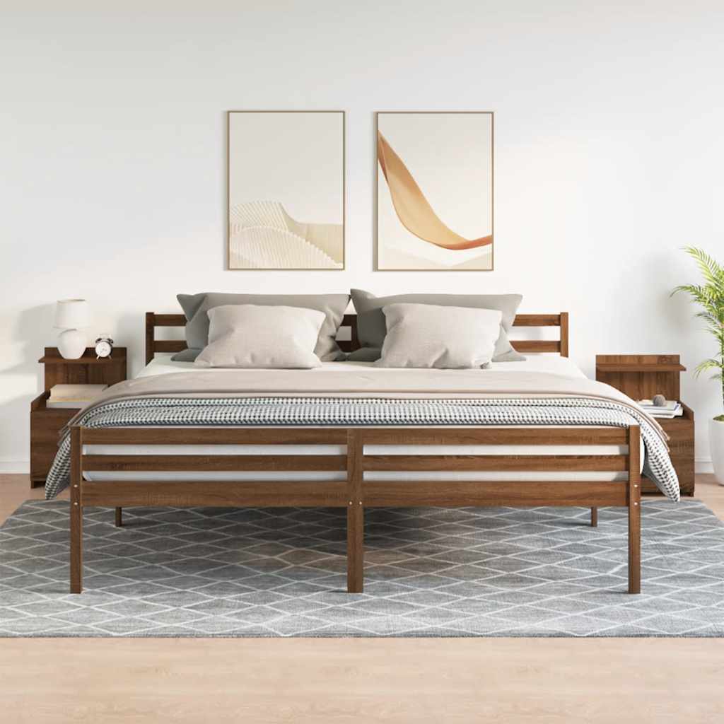 Nachtkastjes 2 st met 2 lades bruin eikenkleurig 40x36,5x62 cm