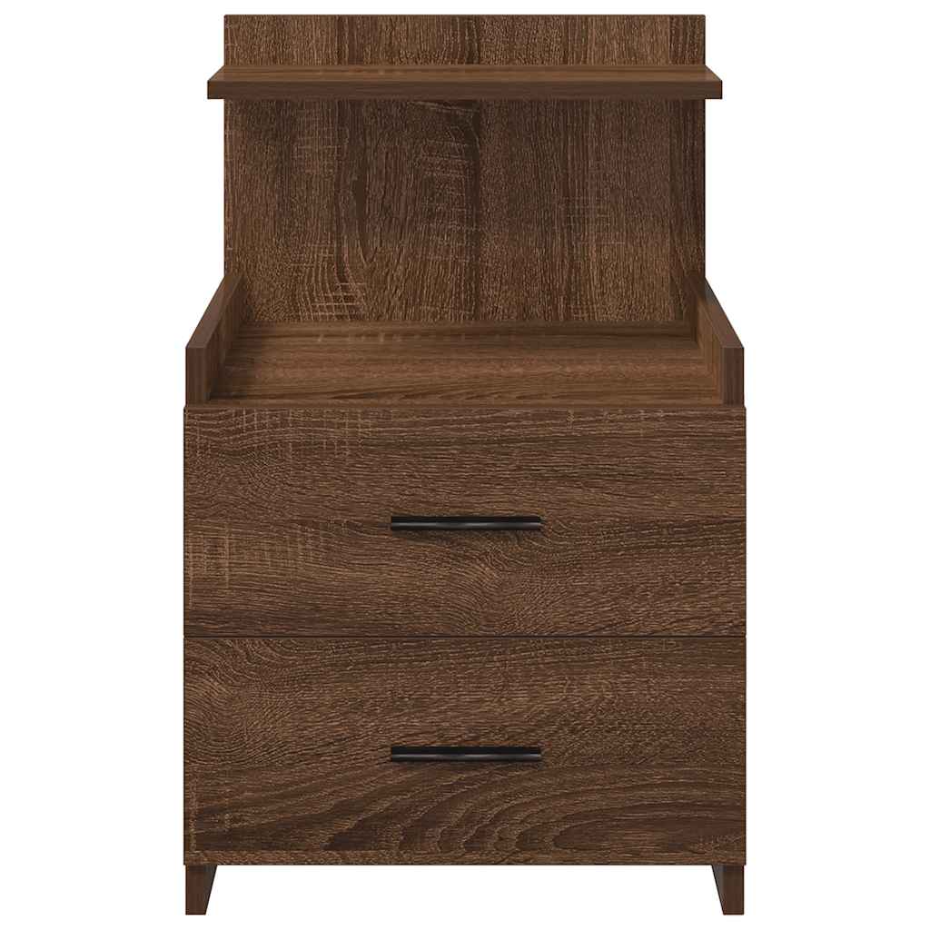Nachtkastjes 2 st met 2 lades bruin eikenkleurig 40x36,5x62 cm