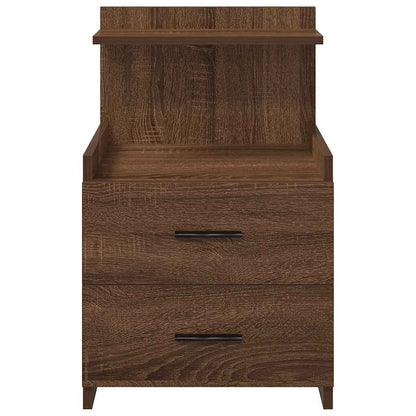 Nachtkastjes 2 st met 2 lades bruin eikenkleurig 40x36,5x62 cm