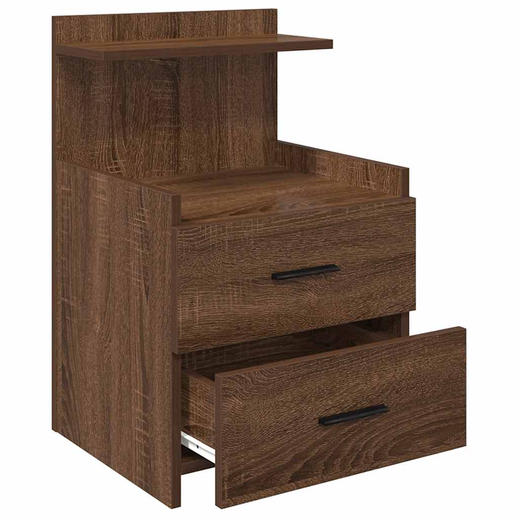 Nachtkastjes 2 st met 2 lades bruin eikenkleurig 40x36,5x62 cm