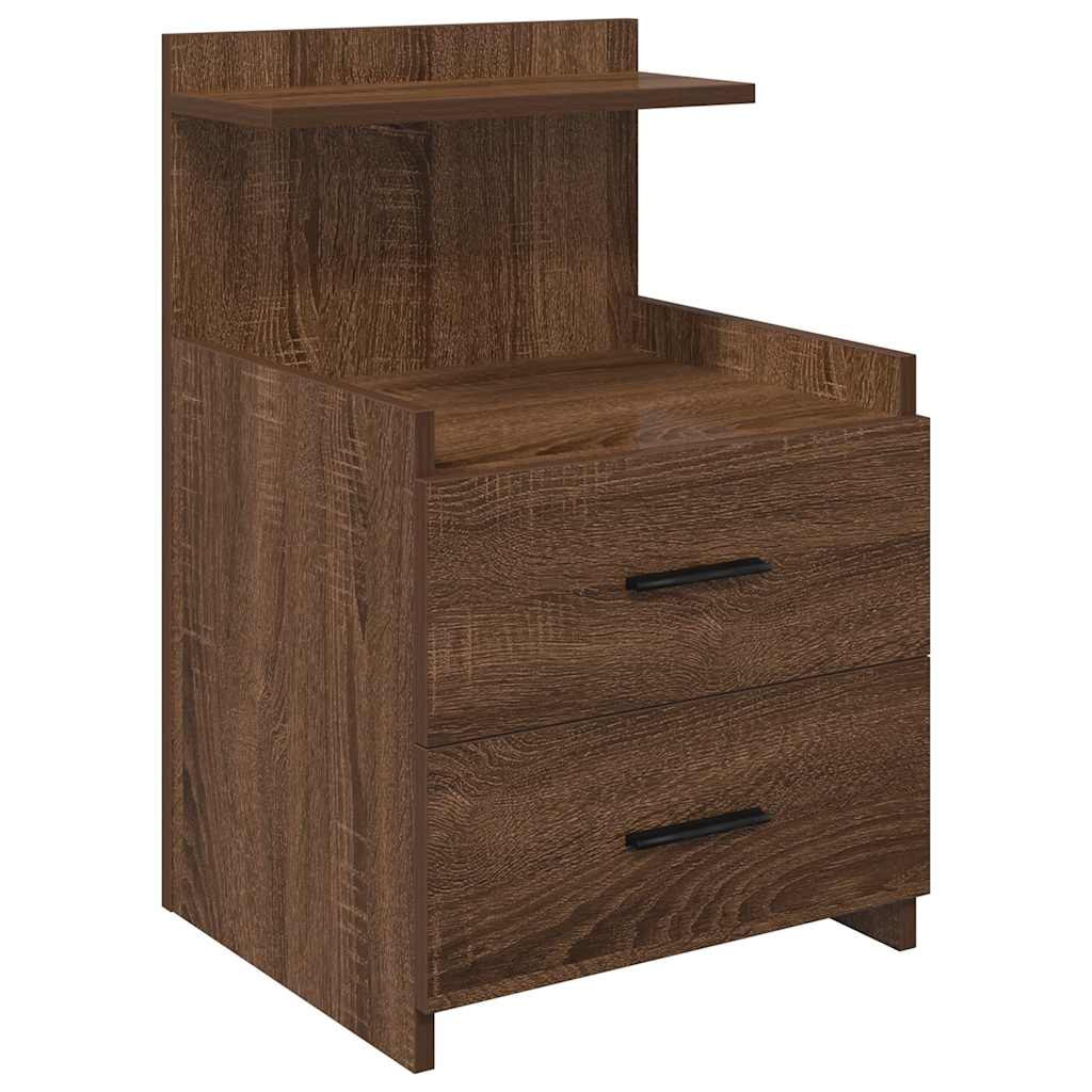 Nachtkastjes 2 st met 2 lades bruin eikenkleurig 40x36,5x62 cm