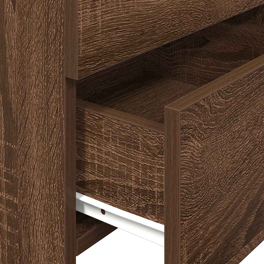 Nachtkastjes 2 st met 2 lades bruin eikenkleurig 40x36,5x62 cm