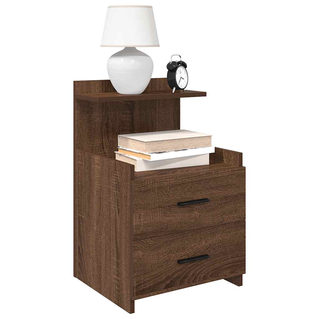 Nachtkastjes 2 st met 2 lades bruin eikenkleurig 40x36,5x62 cm