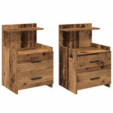 Nachtkastjes 2 st met 2 lades oud houtkleurig 40x36,5x62 cm