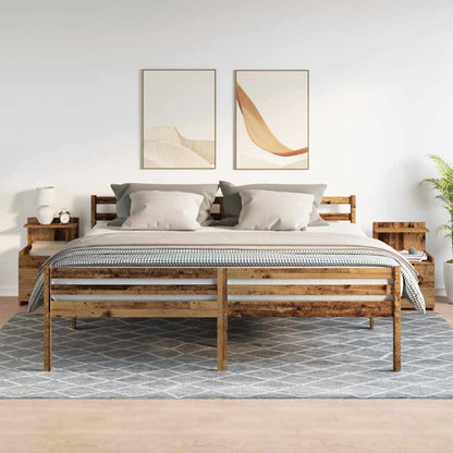 Nachtkastjes 2 st met 2 lades oud houtkleurig 40x36,5x62 cm