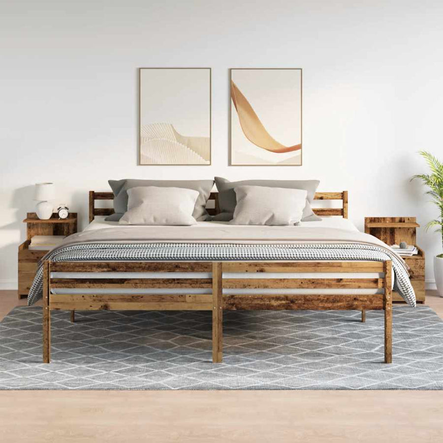 Nachtkastjes 2 st met 2 lades oud houtkleurig 40x36,5x62 cm