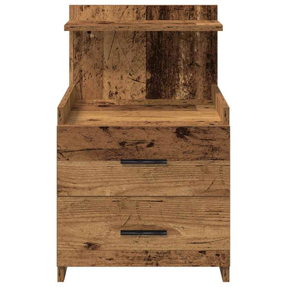 Nachtkastjes 2 st met 2 lades oud houtkleurig 40x36,5x62 cm