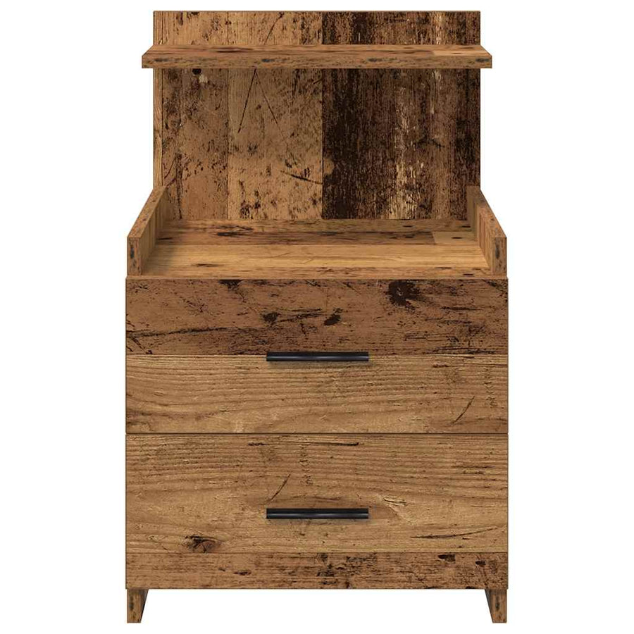 Nachtkastjes 2 st met 2 lades oud houtkleurig 40x36,5x62 cm
