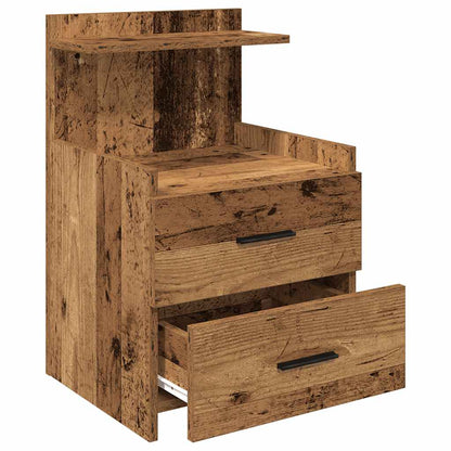 Nachtkastjes 2 st met 2 lades oud houtkleurig 40x36,5x62 cm