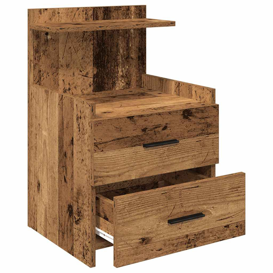 Nachtkastjes 2 st met 2 lades oud houtkleurig 40x36,5x62 cm