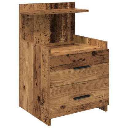 Nachtkastjes 2 st met 2 lades oud houtkleurig 40x36,5x62 cm