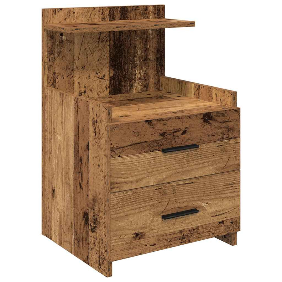 Nachtkastjes 2 st met 2 lades oud houtkleurig 40x36,5x62 cm