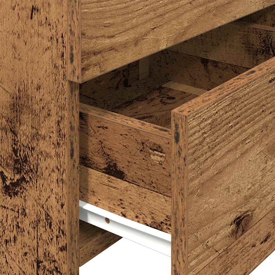 Nachtkastjes 2 st met 2 lades oud houtkleurig 40x36,5x62 cm