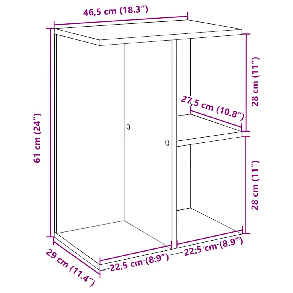 Nachtkastje 46,5x29x61 cm bewerkt hout wit
