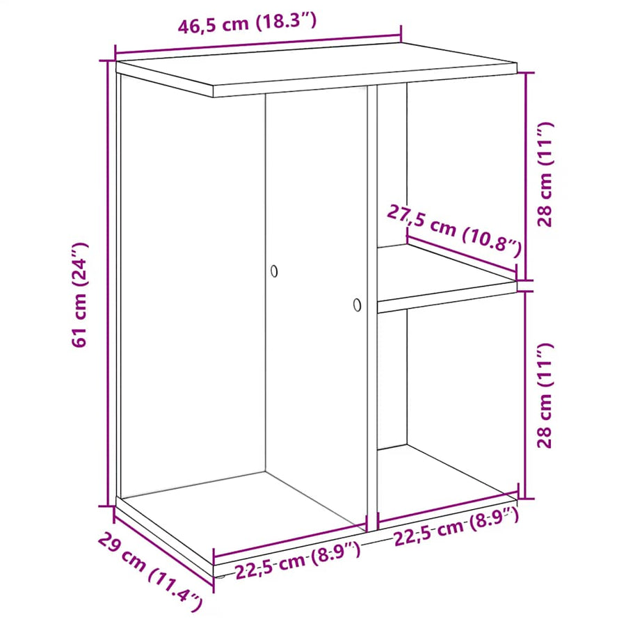 Nachtkastje 46,5x29x61 cm bewerkt hout wit
