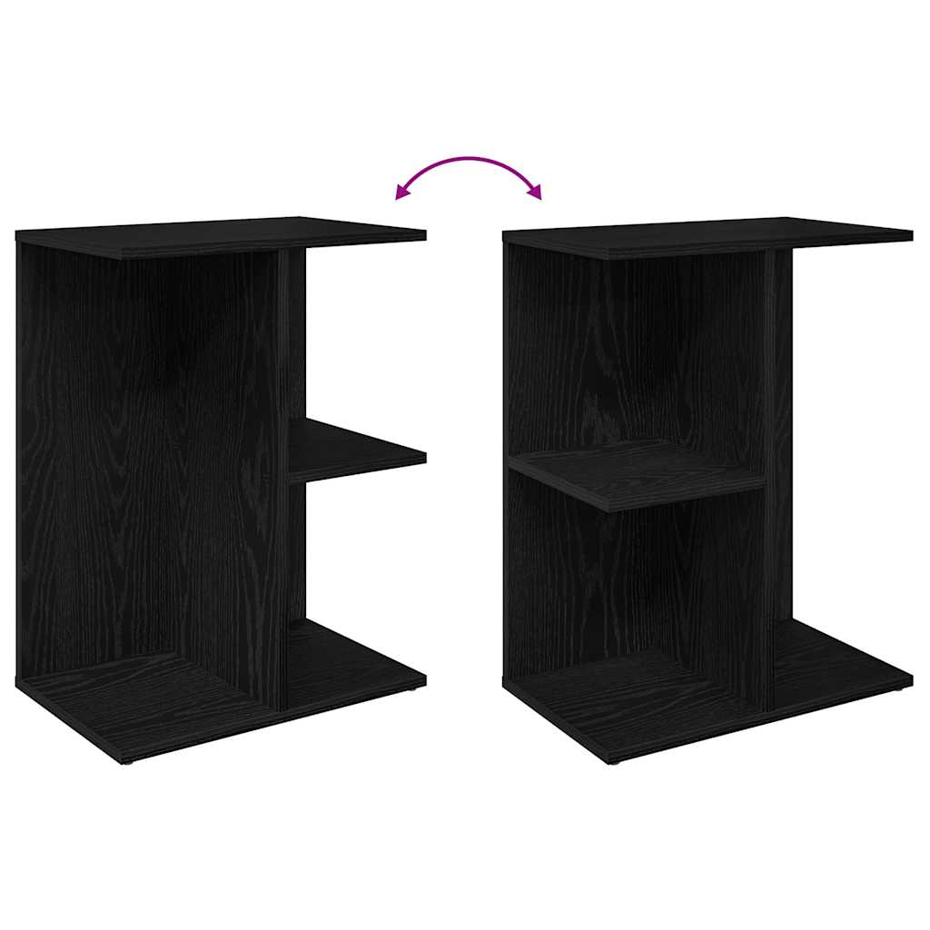 Nachtkastje 46,5x29x61 cm bewerkt hout zwart eikenkleurig