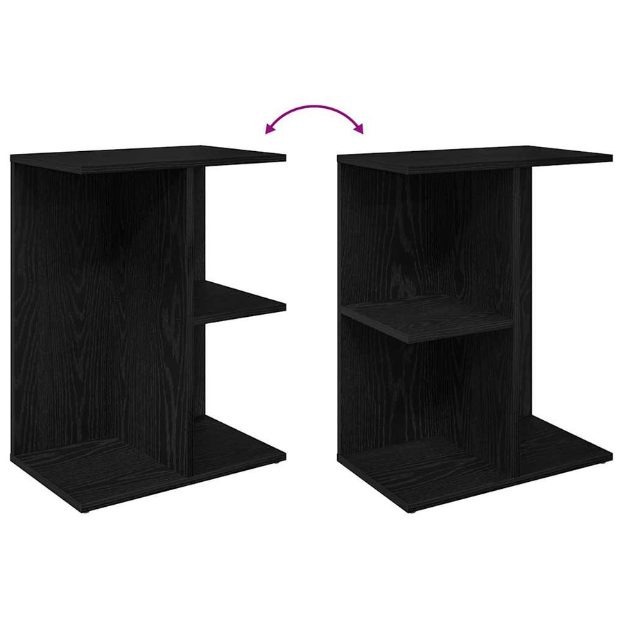 Nachtkastje 46,5x29x61 cm bewerkt hout zwart eikenkleurig