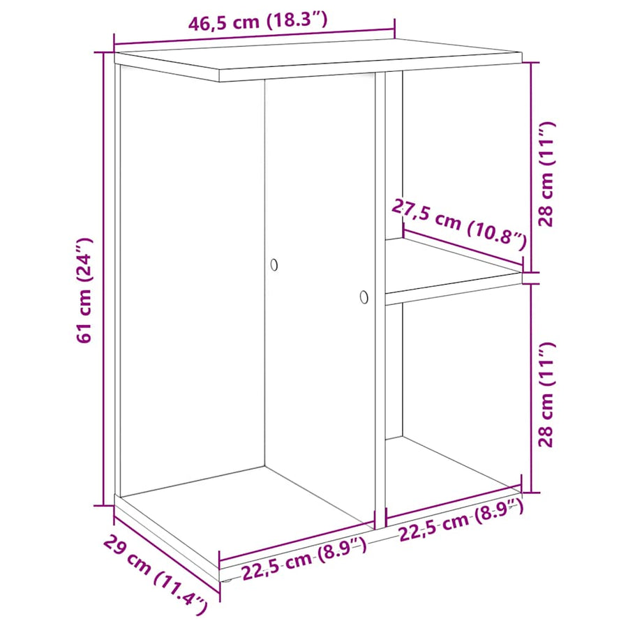 Nachtkastje 46,5x29x61 cm bewerkt hout betongrijs