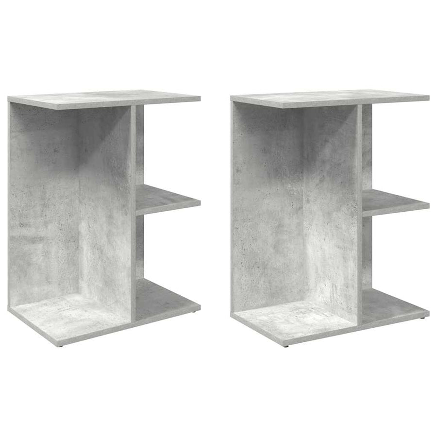 Nachtkastjes 2 st 46,5x29x61 cm bewerkt hout betongrijs
