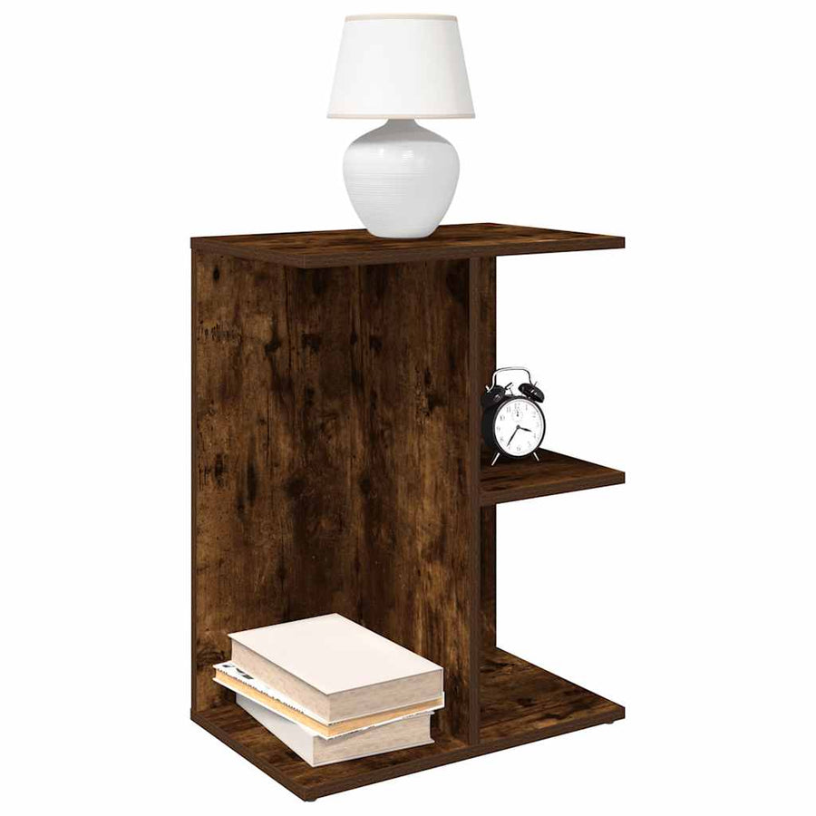 Nachtkastje 46,5x29x61 cm bewerkt hout gerookt eikenkleurig