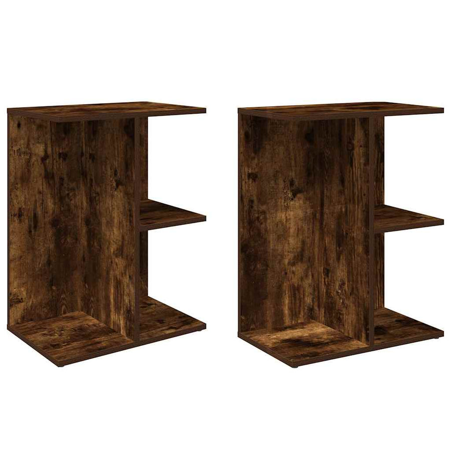Nachtkastjes 2 st 46,5x29x61 cm bewerkt hout gerookt eikenkleur