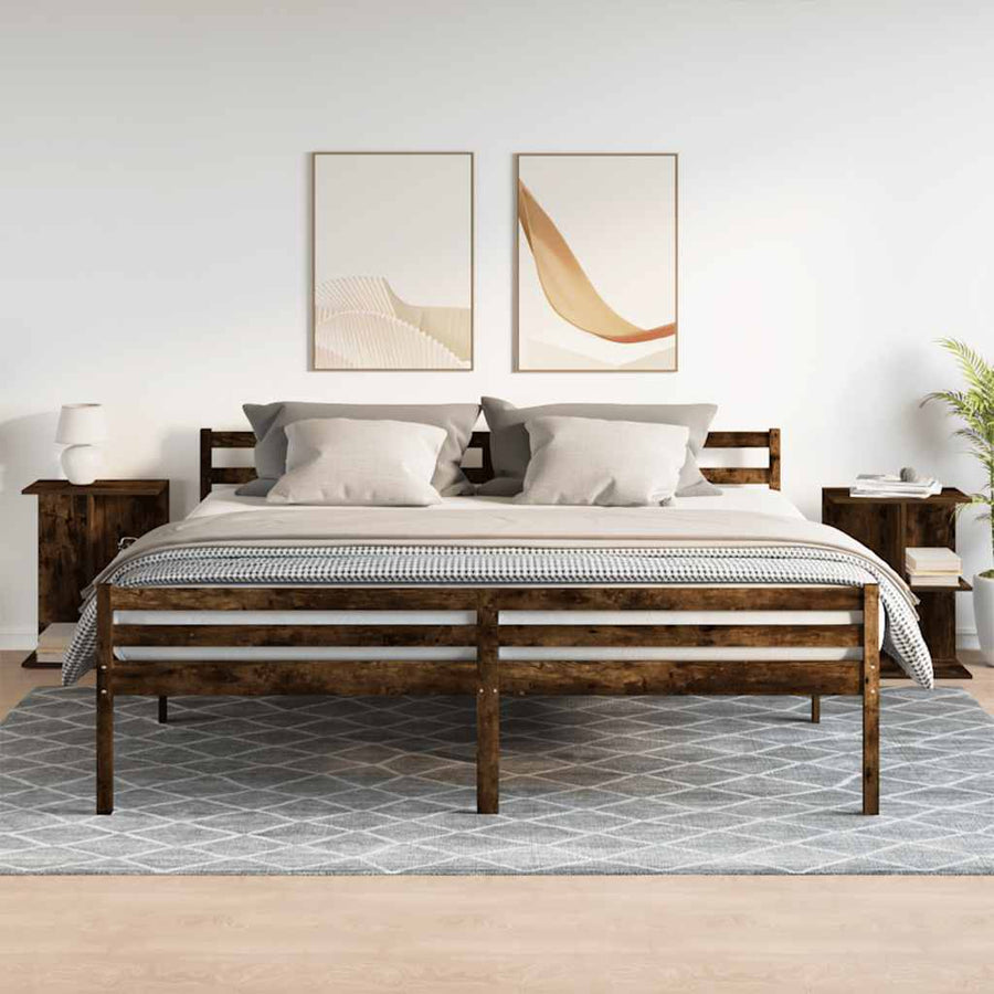Nachtkastjes 2 st 46,5x29x61 cm bewerkt hout gerookt eikenkleur