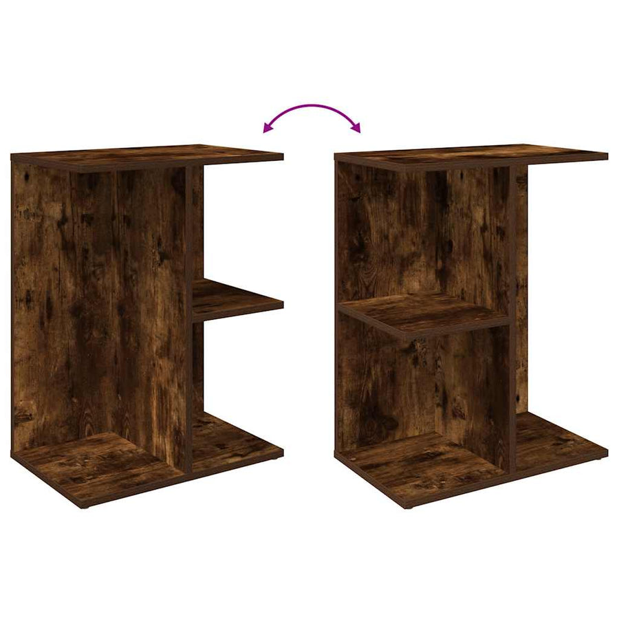 Nachtkastjes 2 st 46,5x29x61 cm bewerkt hout gerookt eikenkleur