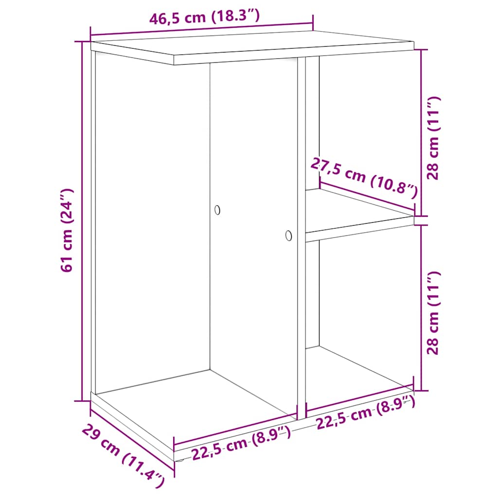 Nachtkastje 46,5x29x61 cm bewerkt hout grijs sonoma eikenkleur
