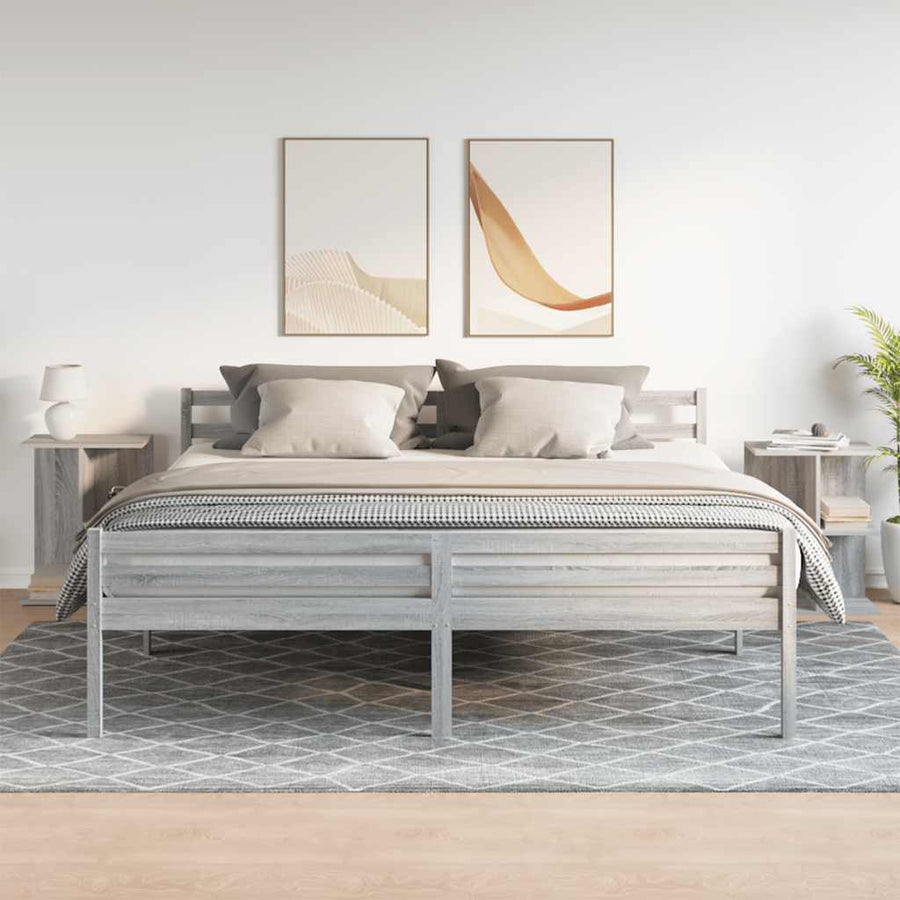 Nachtkastjes 2 st 46,5x29x61 cm bewerkt hout grijs sonoma eiken