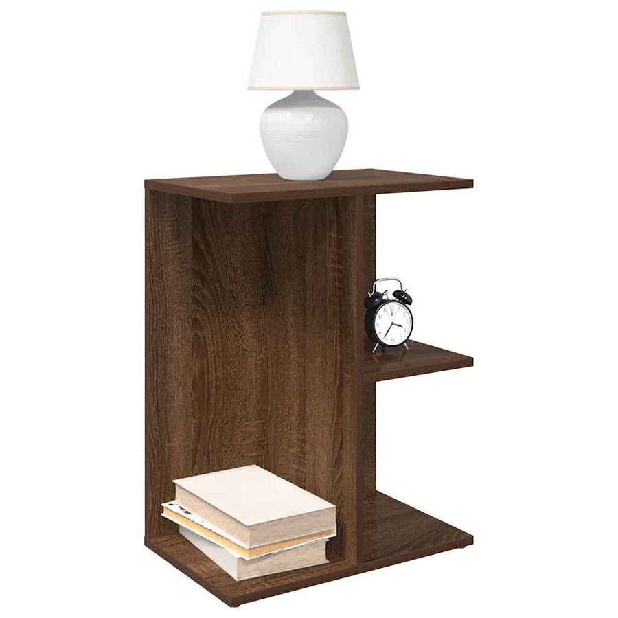 Nachtkastje 46,5x29x61 cm bewerkt hout bruin eikenkleur