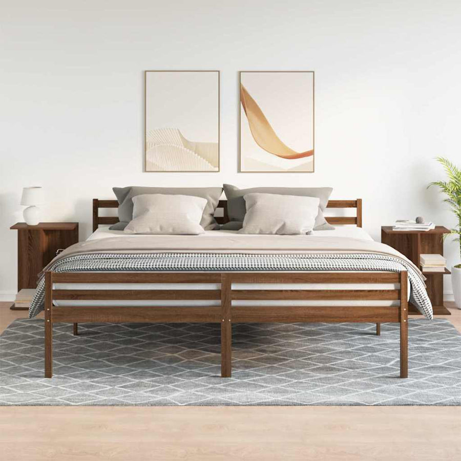 Nachtkastjes 2 st 46,5x29x61 cm bewerkt hout bruin eikenkleur