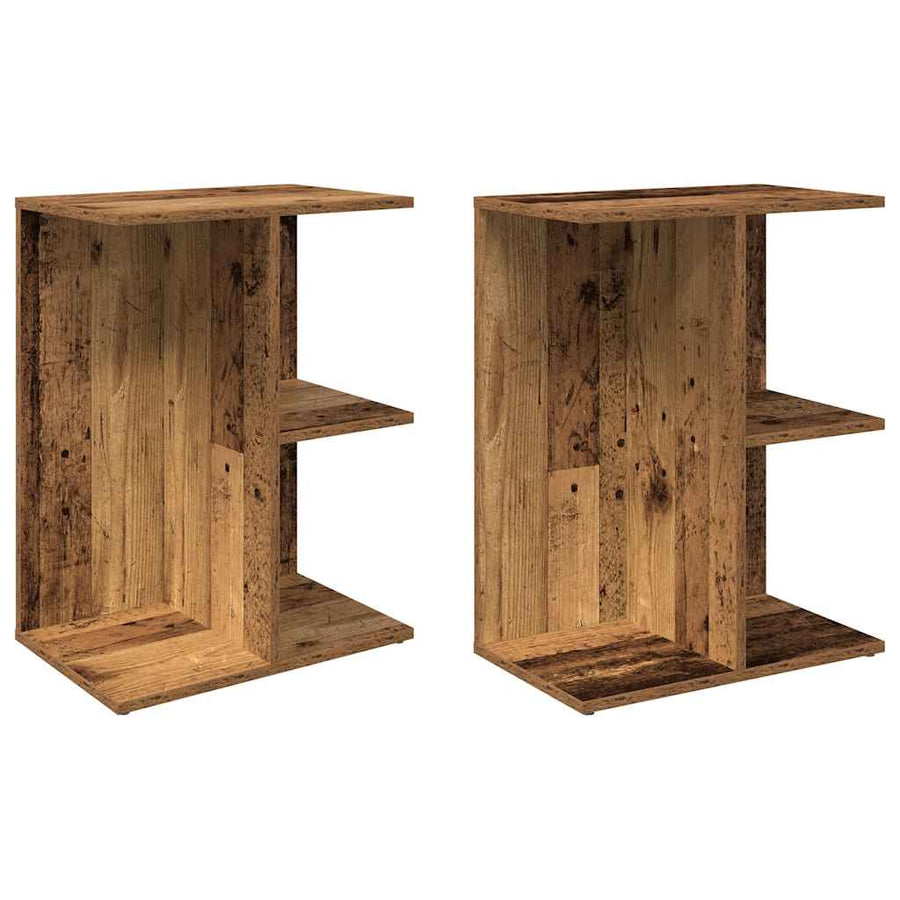 Nachtkastjes 2 st 46,5x29x61 cm bewerkt hout oud houtkleurig