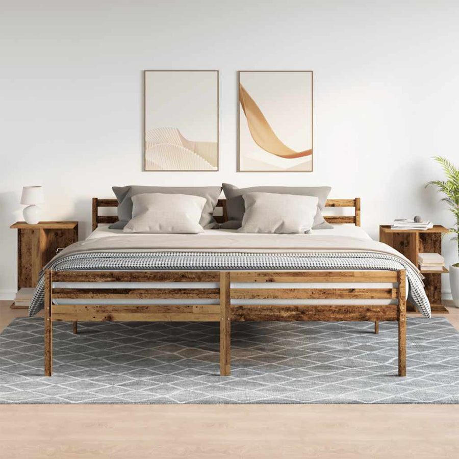 Nachtkastjes 2 st 46,5x29x61 cm bewerkt hout oud houtkleurig