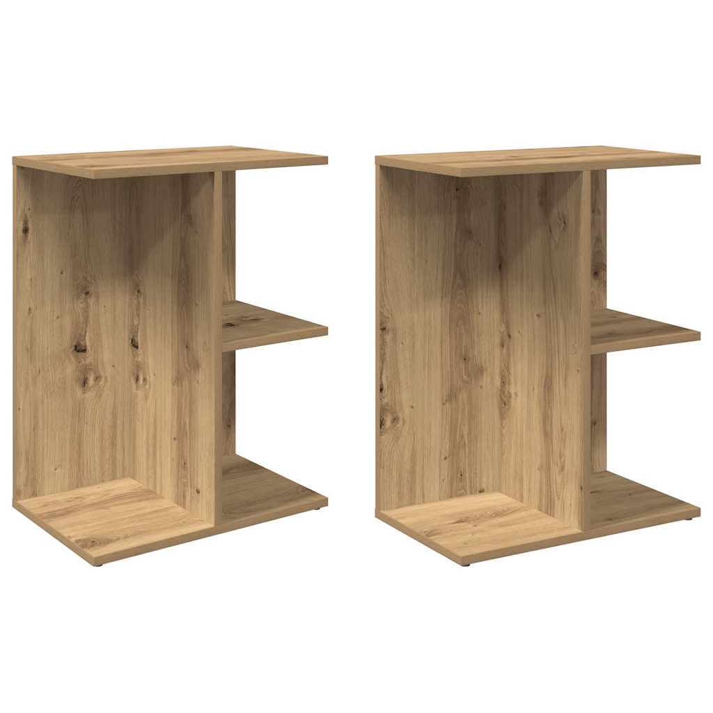Nachtkastjes 2 st 46,5x29x61 cm bewerkt hout artisanaal eiken