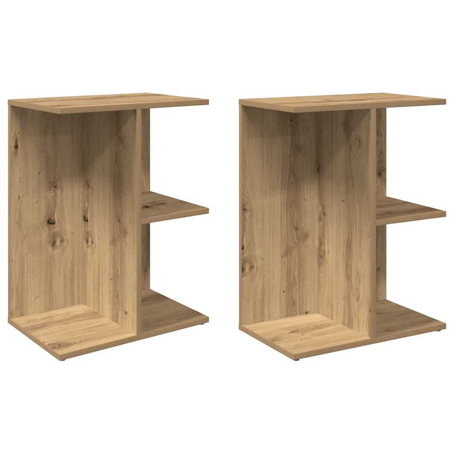 Nachtkastjes 2 st 46,5x29x61 cm bewerkt hout artisanaal eiken