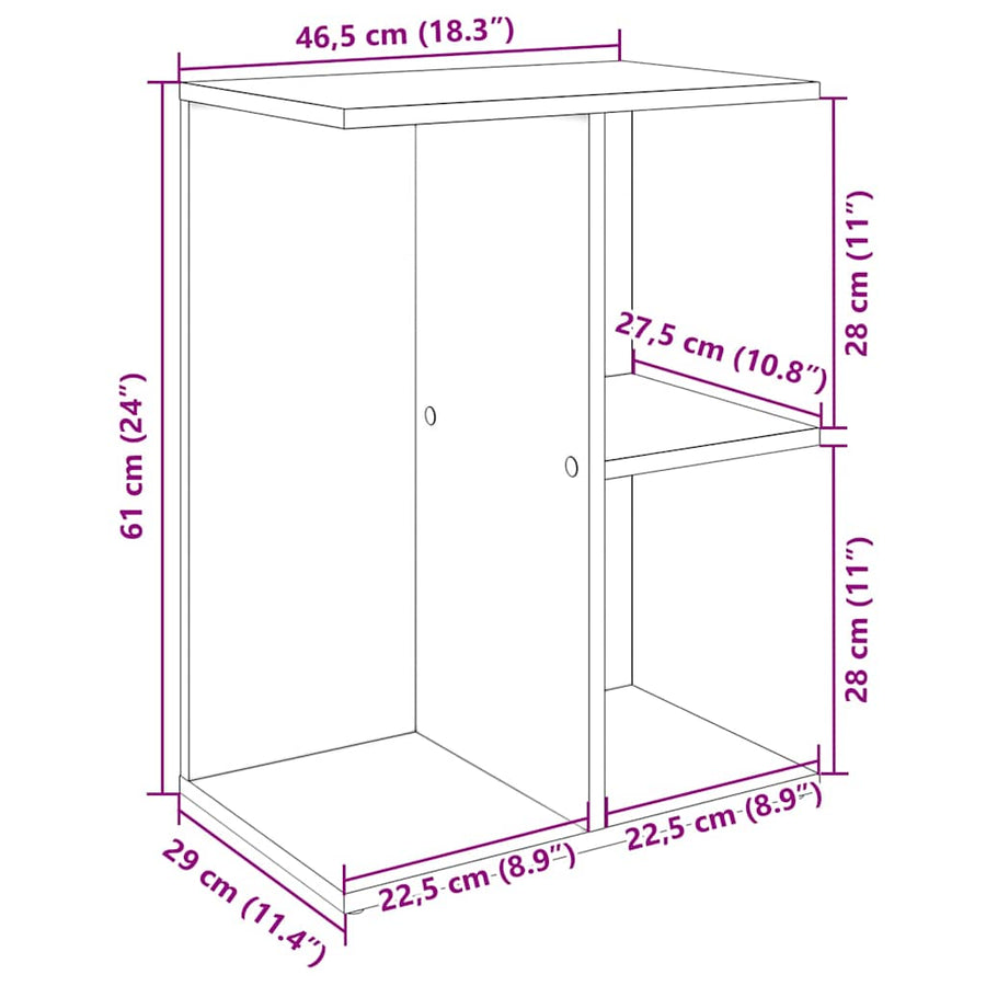 Nachtkastjes 2 st 46,5x29x61 cm bewerkt hout artisanaal eiken