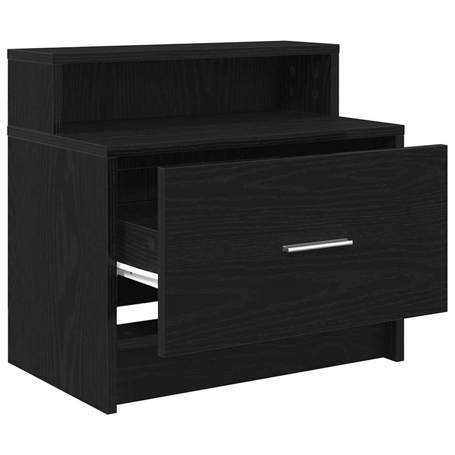 Nachtkastje met lade 51x31x47 cm zwart eikenkleurig