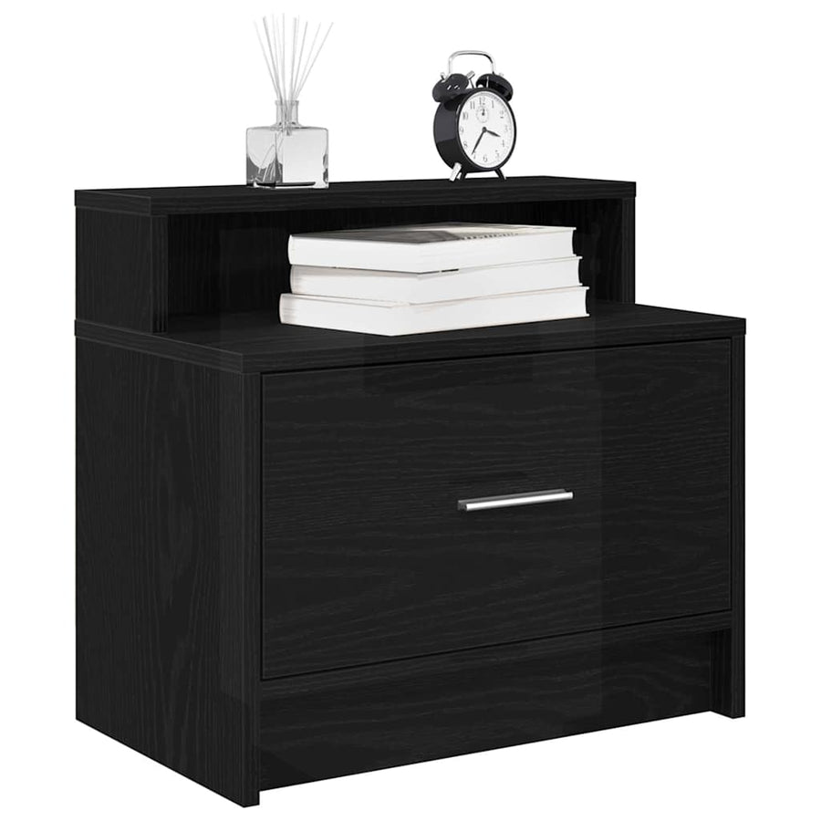 Nachtkastje met lade 51x31x47 cm zwart eikenkleurig